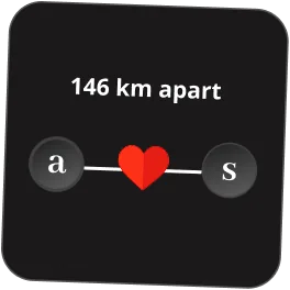 Distance apart widget showing 146 km apart